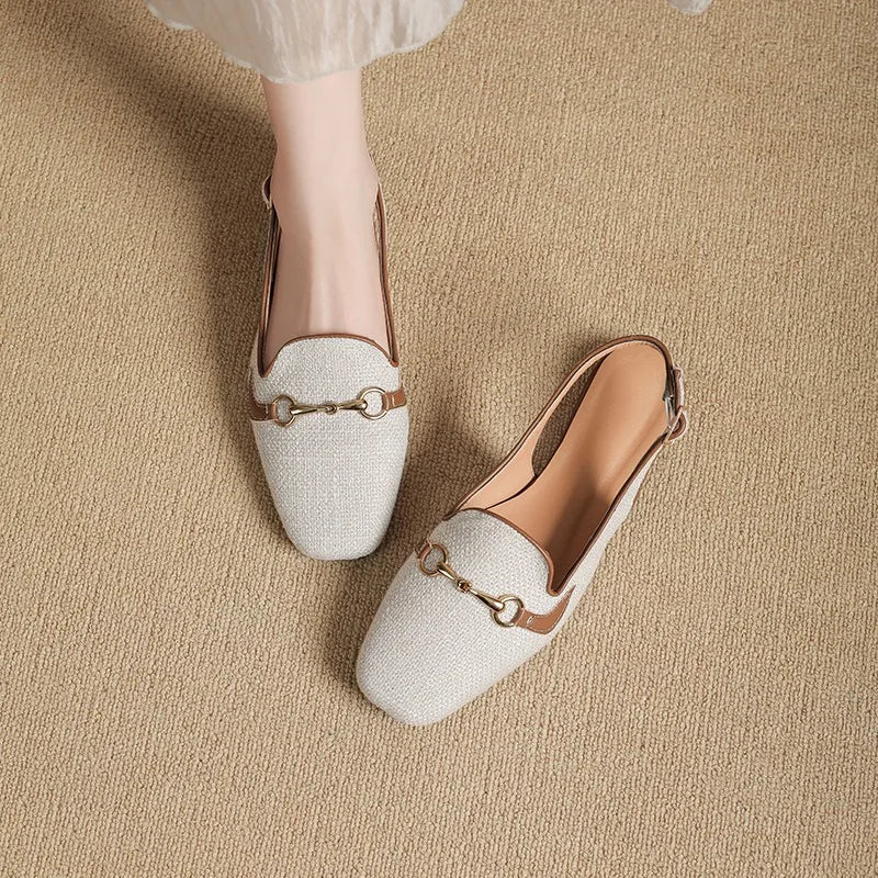 LBSFY -New Women Platform Sandals Anti-slip Closed Toe Metal Shoes Women Flat Outdoor Round Toe Wedge Sandals Women Sandalias De Mujer