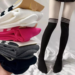 Lbsfy Black White Striped Long Socks Women Thigh High Socks Over The Knee Stockings Japanese Lolita Ladies Girls Knee High Socks
