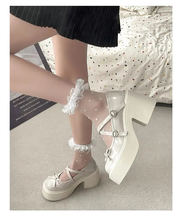 LBSFY -Lolita Shoes Women Japanese Style Mary Jane Shoes Women Vintage Shallow High Heels Chunky Platform Shoes Cosplay Female Sandals
