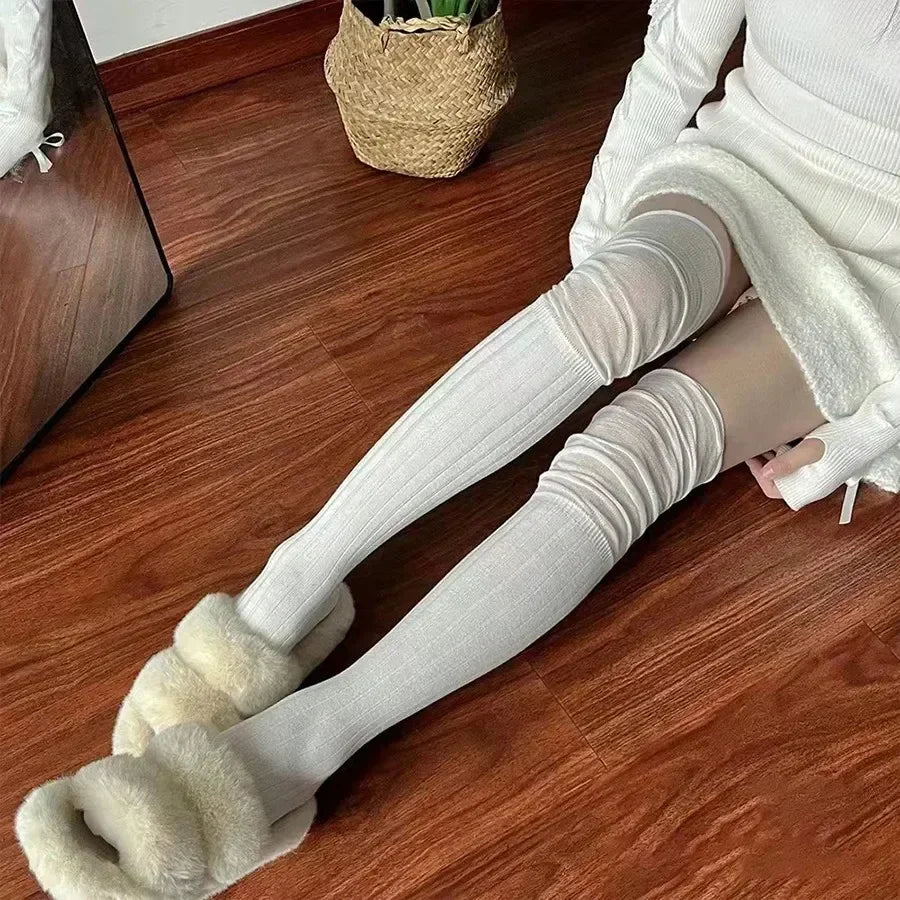 Lbsfy 1/3pairs Autumn Long Tube Socks Thermal Warm Stocking Female Trendy Casual Thigh High Striped Leggings Trendy Over The Knee Sock