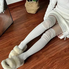 Lbsfy 1/3pairs Autumn Long Tube Socks Thermal Warm Stocking Female Trendy Casual Thigh High Striped Leggings Trendy Over The Knee Sock