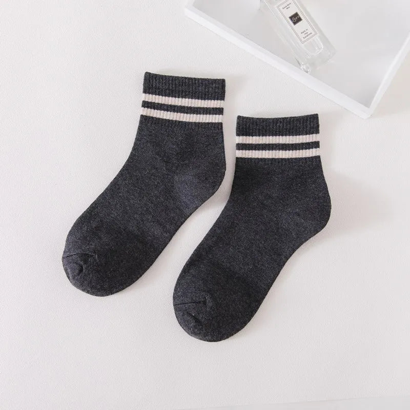 Lbsfy Women Stripes Socks For Girls Gift Autumn Winter Spring Cotton Ladies Middle Tube Short Crew Striped Socks Harajuku Streetwear