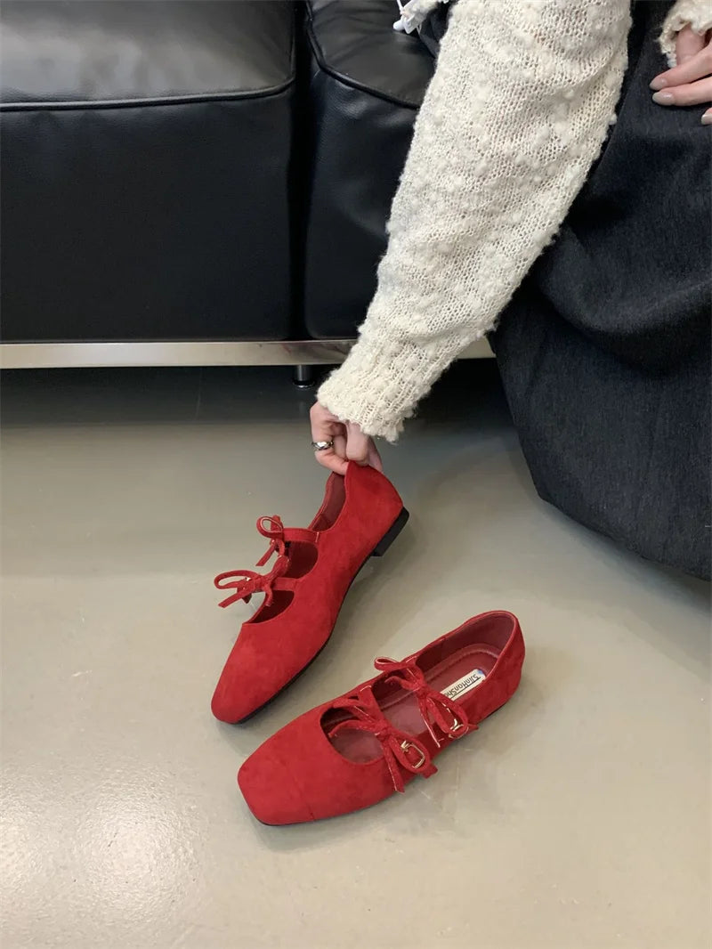 LBSFY  -  Women Ballet Flats Red 2025 New Summer Mary Janes Zapatos de Mujer Ballerina Shoes