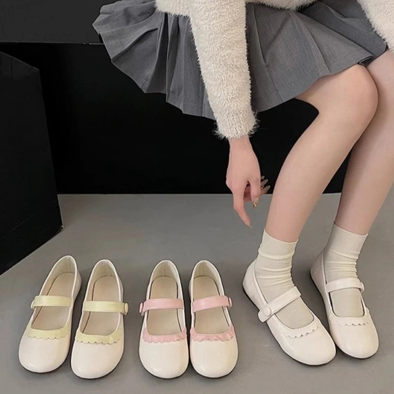 LBSFY  -  Kawaii Lolita Flats Shoes Mary Jane Women's Cute Japanese Cute Sweet Girls Student Round Head Jk Uniform Shoes