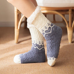 Lbsfy New Women's Winter Thickened Floor Socks Woven Thermal Cashmere Socks Love Heart Carpet Home Plus Socks Velvet Sleep Socks