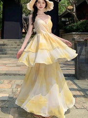 LBSFY -Summer Elegant Sexy Long Dresses For Women Spaghetti Strap Sleeveless Backless Beach Holidays Vestidos Evening Party Dress New
