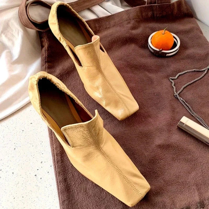 LBSFY  -  Designer Square Toe High Heels Women Fashion Pleated Party Dress Shoes Shallow New 2024 Spring Autumn Retro Mules Pumps Women