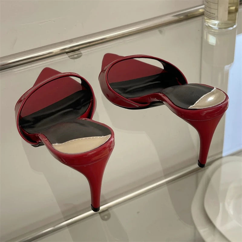 LBSFY -Sexy Thin Heels Slipper For Women Summer Fashion Pointed Toe Slides Stripper Party Sandal Mule Shoes Zapatillas Mujer