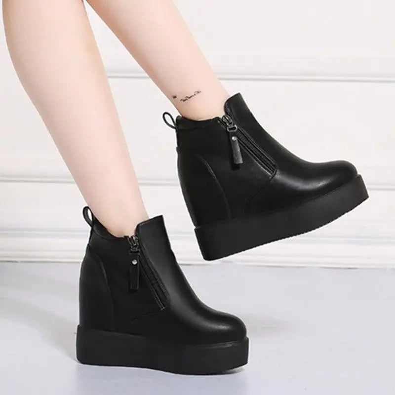 LBSFY  -  Winter Autumn Wedges Short Boots Women High Heel Snow Boots Short Plush Fur Ankle Boots Increased Internal Female Platform Shoes