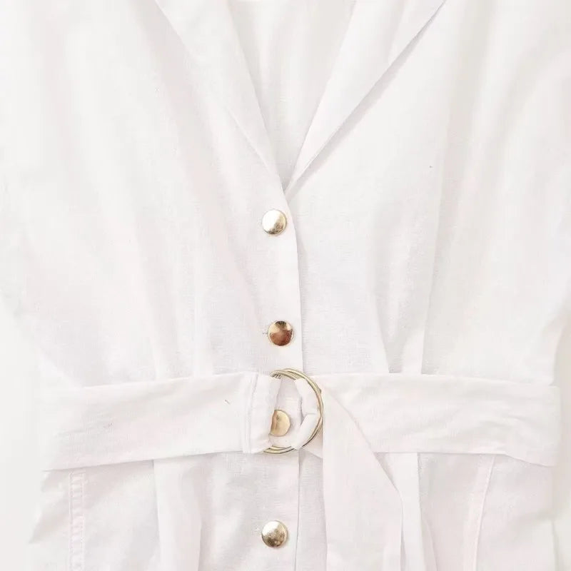 LBSFY -Fashion Casual Women Dress With Belt Single Breasted Simple Elegant Summer Long Dress 2025 New Casual Chic Female Clothing