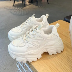 LBSFY -Women New Fashion Platform Sport Shoes Women Summer Black Casual Chunky Sneakers Women Mesh Leather Platform Shoes