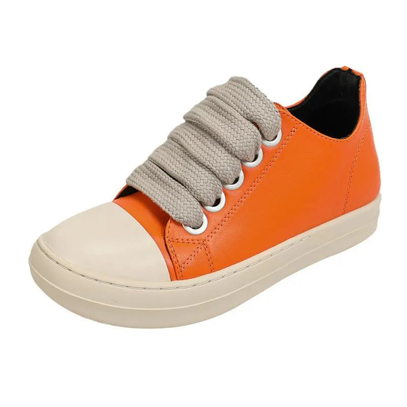 Lbsfy New Women Sneakers High-top Flat Casual Sport Shoes With Thick Lace Up European And American Style Unisex Couple Shoes