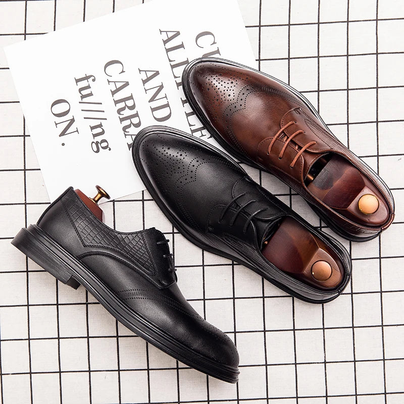LBSFY  -2024 Spring Gentleman Oxfords Leather Shoes Luxury Goods Men Shoes Fashion Casual Pointed Toe Formal Business Male Wedding Dress