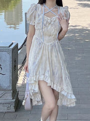 LBSFY  -Elegant Floral Midi Dress Women Sweet Printing Design Korean Fairy Dress Female 2024 Autumn Vintage Casual Party Dress