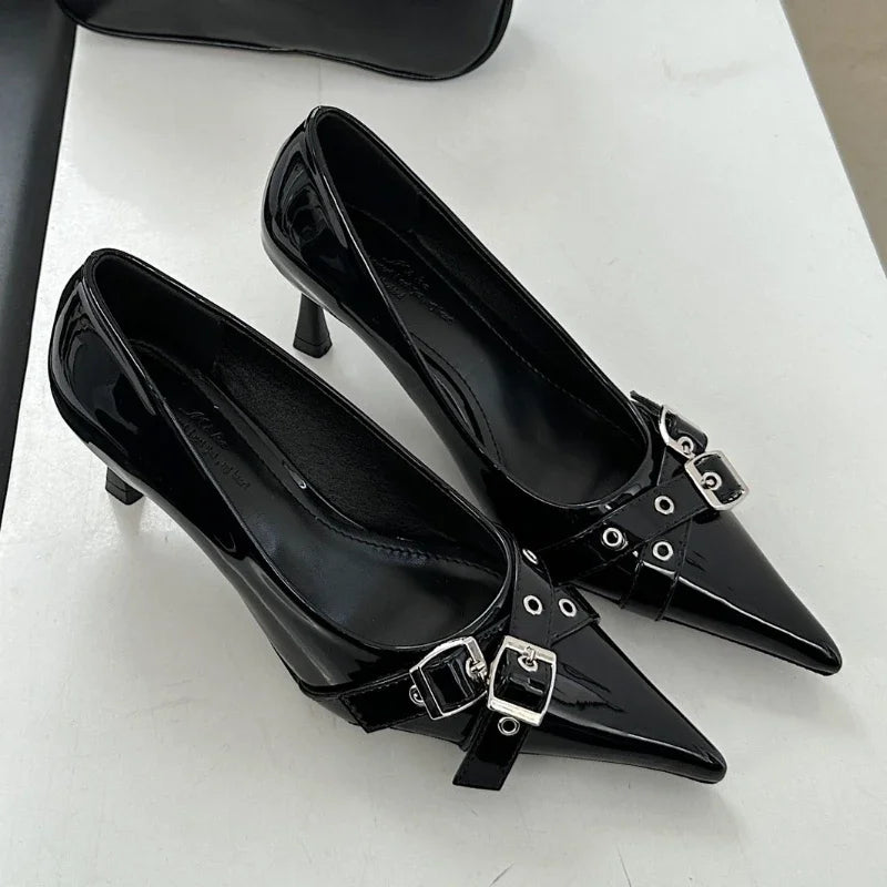 Lbsfy Belt Buckle Design High Heels Women Brand Women Shoes Shallow Classics Elegant Dress Shoes Fashion Pointed Toe Pumps Women