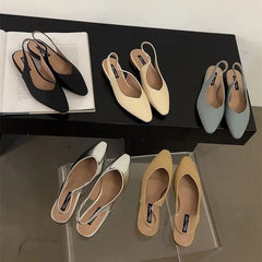 LBSFY -Women Flats Low Heel Slingback Sandals Slip On Shallow Mules Shoes Pointed Toe Female Office Lady Work Shoes Mujer
