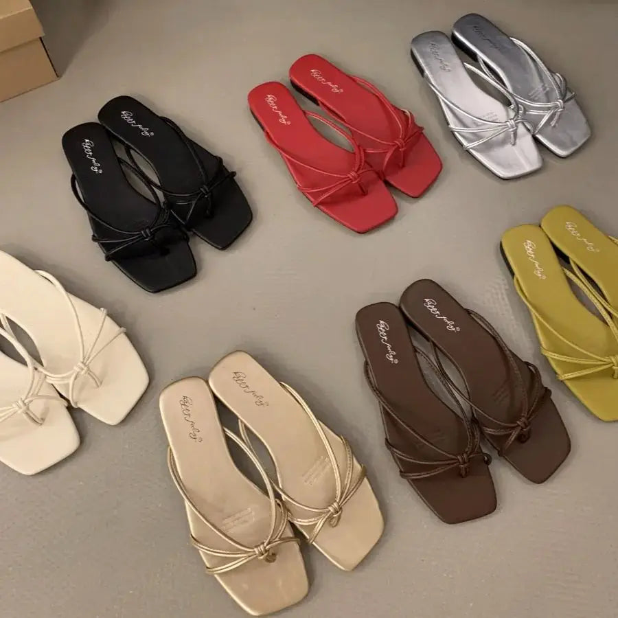 LBSFY -Summer Women Slippers Fashion Women's Narrow Band Flat Flip Flop Shoes Ladies Casual Outdoor Beach Slides Sandalias Muj