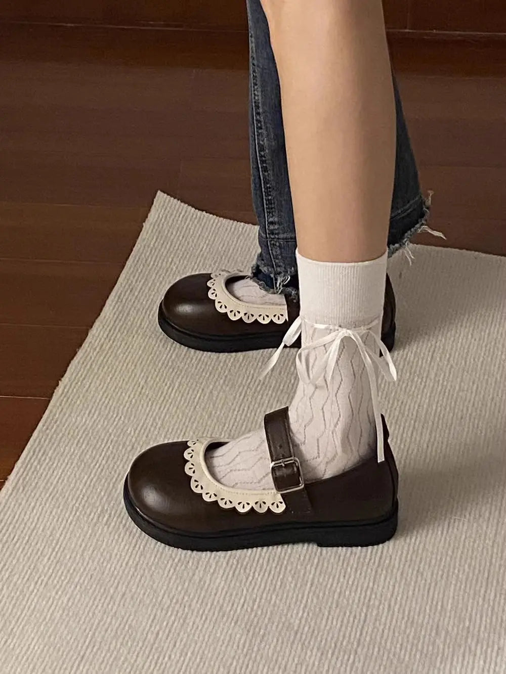LBSFY -Woman Pumps Gothic Shoes for Women Kawaii Mary Jane Evening Black Cute Low Heel Elegant Japanese Style Lolita Round Toe L Korean
