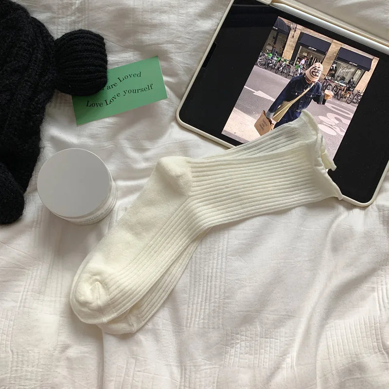 Lbsfy Loose Pink Socks Women Cotton Ultrathin Breathable Candy Color Simple High Sports Socks Casual Elastic Breathable Slouch Socks