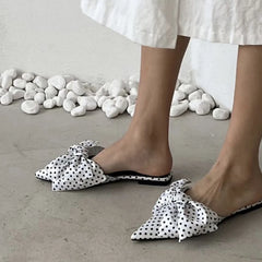 LBSFY  New Summer Concise Pointed Toe Women Slippers Fashion Butterfly-knot Flats Party Mules Slide Shoes