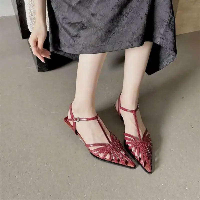 LBSFY  -  Summer Heels Women Sandal Fashion New Brand Gold Narrow Band Ladies Slingback Shoes Ankle Srtrap Dress Slides Mujer