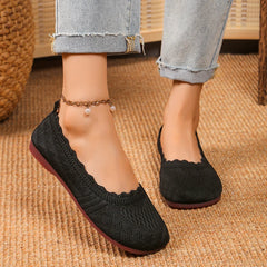 LBSFY -Women Flats Solid Color Mesh Breathable Sneakers Women Soft Bottom Knit Ballet Loafers Shoes Casual Slip on Boat Shoes for Women