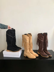 LBSFY  -  Round Toe Women Knee High Boots Black Brown Beige 2024 New Arrivals Fashion Winter Bootie Shoes Woman Knee High Heels Size 35-39