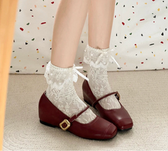LBSFY -Square Toe Shallow Women Mary Jane Shoes Ladies Concise Dress Internal Elevation Shoes