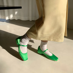 LBSFY  -   Women Flats Summer Women's Shoes Square Toes Shallow Flat Shoes Slip On Loafers High Quality Causal Outdoor Shoes