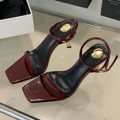 Lbsfy Fashion Thin Heels Sandals Women Open Toe  Ankle Strap High Heels Female Simple Elegant Designer Party Shoes Women Pumps