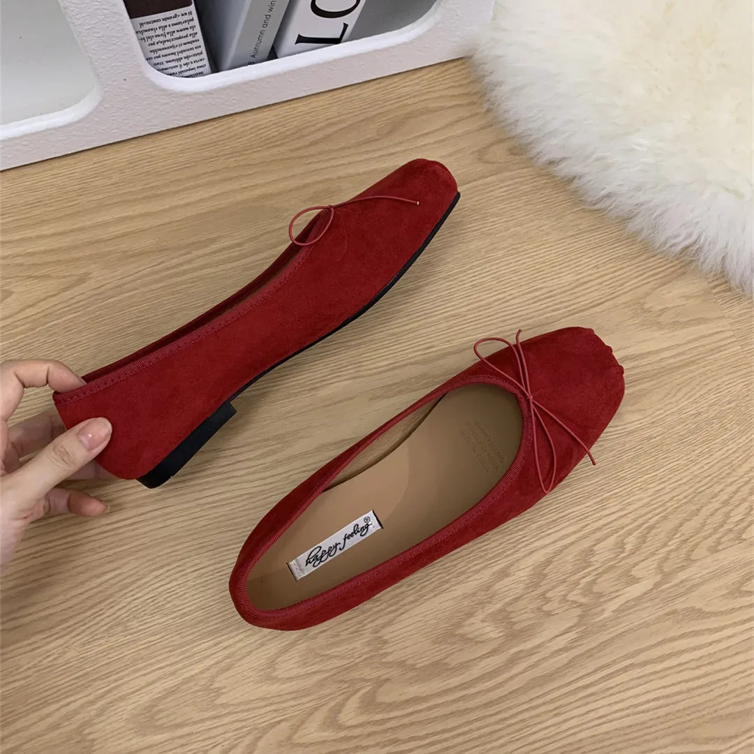 LBSFY -New Brand Women Flats Round Toe Shallow Slip On Ladies Casual Ballet Shoes Soft Leather Eelgant Balle Shoes Size 40
