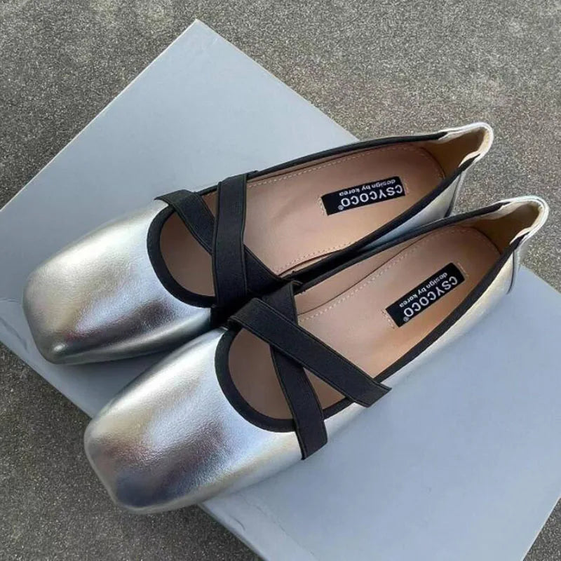 LBSFY  -  2024 New Trend Mix Color Mary Jane Flats Shoes Women Fashion Square Toe Shallow Slip On Ballerinas Ladies Dress Flats Heel Shoes