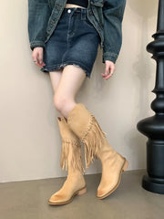 LBSFY  -  Round Toe Women Knee High Boots Black Brown Beige 2024 New Arrivals Fashion Winter Bootie Shoes Woman Knee High Heels Size 35-39