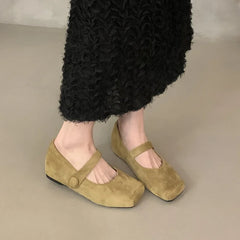 LBSFY  -Spring Brand Women Flats  Soft Leather Eelgant Dress Shoes Square Toe Shallow Slip On Ladies Casual Ballet Shoes