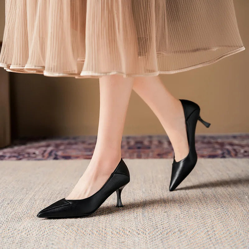 LBSFY  -  Size 31-40 Pointed Toe Thin Heel Shoes Women Pumps Pu Leather High Heels