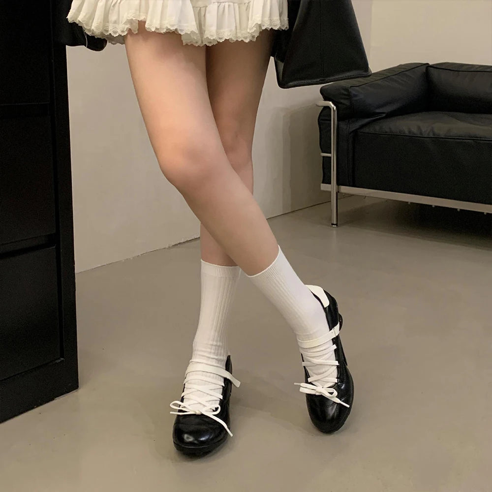 LBSFY -2025 New Sports Style Lace Up Ballet Shoes Women's Designer High Heels Mary Jane Dance Ballroom Party Prom Shoes 1.97 inch