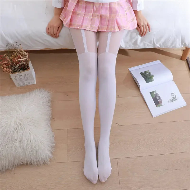 Lbsfy Women Pantyhose Tights Bowknot Lolita Nylon Tights Stockings Seamless Fishnet Pantyhose Female Hosiery Japanese Style Black