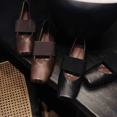 LBSFY -New Style Women's Retro Thick Heel Women Shoes Mary Jane Loafers Luxury Pumps Genuine Leather Sewn Square Heel Single Shoes