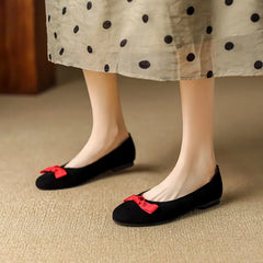 LBSFY  -  4 Colors Plus Size 34-43 New Suede Leather Women Flats Bowtie Spring Summer Ladies Flat Shoes Basic Slip On Footwear