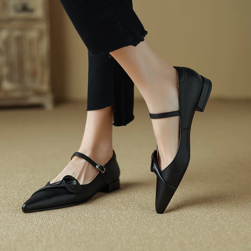 LBSFY  -  2024 New Fashion Genuine Leather Pumps Women Pointed Toe Pigskin Lining and Insole Ladies Office Mary Jane Shoes Heels Women