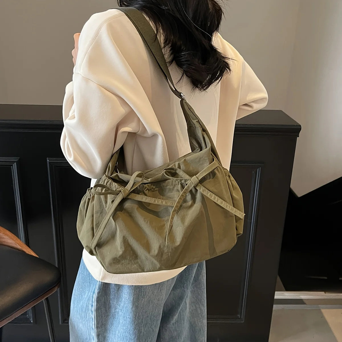 LBSFY -Fitness Bag Tote Bag Casual Versatile Day Series Large Capacity Summer Travel Simple Solid Color Light Commuter Shoulder Bag