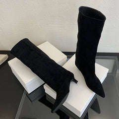 LBSFY -Autumn Winter Sexy Women Knee-High Boots Street Style Pointed Toe Thin Low Heels Cowboy Ladies Shoes Long Botas De Mujer