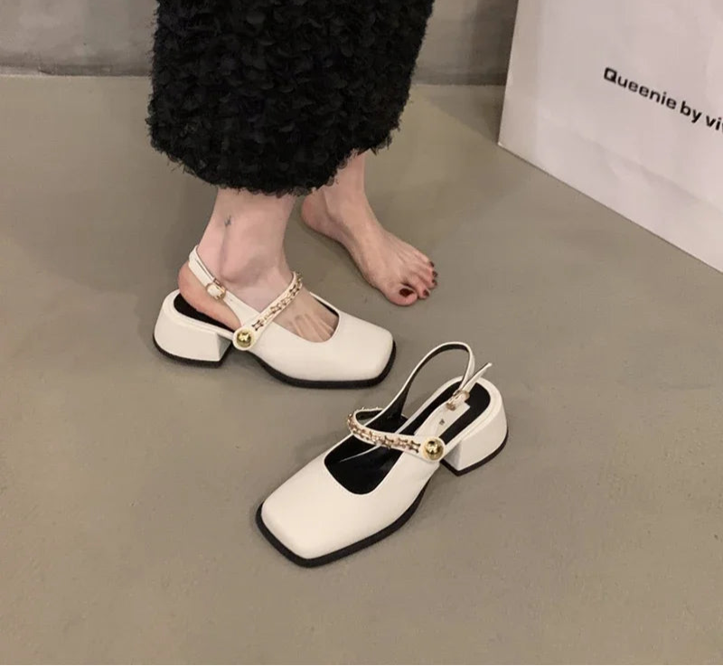LBSFY  Square Toe Women Mary Jane Shoes Fashion Shallow Shoes Spring Ladies Elegant Party Dress Pumps