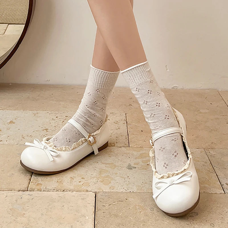 LBSFY -Spring New Butterfly-knot Women Flats Round Toe Shallow Ladies Casual Ballet Shoes Soft Leather Eelgant Dress Shoes