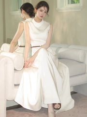 LBSFY -Vintage Elegant French Women's Prom Long Dresses Chic O-Neck A-Line Sleeveless Black White Patchwork Dress Party Evening Vestido