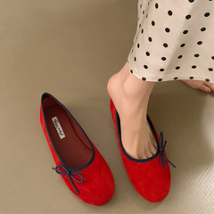 LBSFY  -Brand Women Flats Fashion Bow-knot Round Toe Shallow Slip On Ladies Boat Shoes Soft Flat Heel Dress Ballerinas Shoes Mu