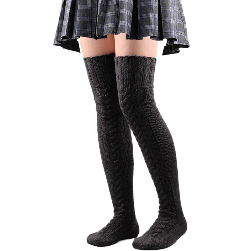 Lbsfy Cute Long Socks Lolita Leg Warmer Knitted Woollen Foot Warmer Stockings Autumn Winter Woman Knee-High Socks Leisure Loose Socks