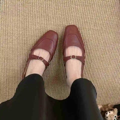 LBSFY  - Women Flats Fashion Round Toe Slip On Ladies Elegant Mary Jane Shoes Soft Flat Heel Outdoor Dress Ballerin Shoes M