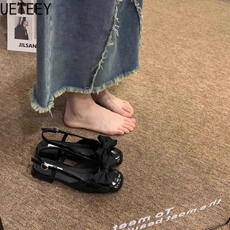 LBSFY  Summer Women Flats Sandals Fashion Butterfly-knot Mules Shoes Ladies Elegant Dancing Dress Sandalias