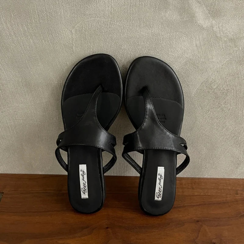 LBSFY -Fashion Round Clip Toe Women Slippers Flat Heel Beach Slides Outdoor Casual Sandals New Summer Flip Flops Shoes